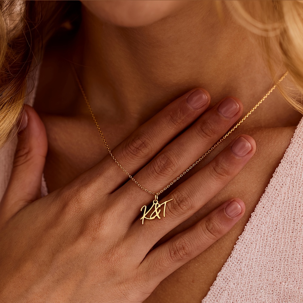 Custom Stainless Steel Couple's Letter Pendant Necklace